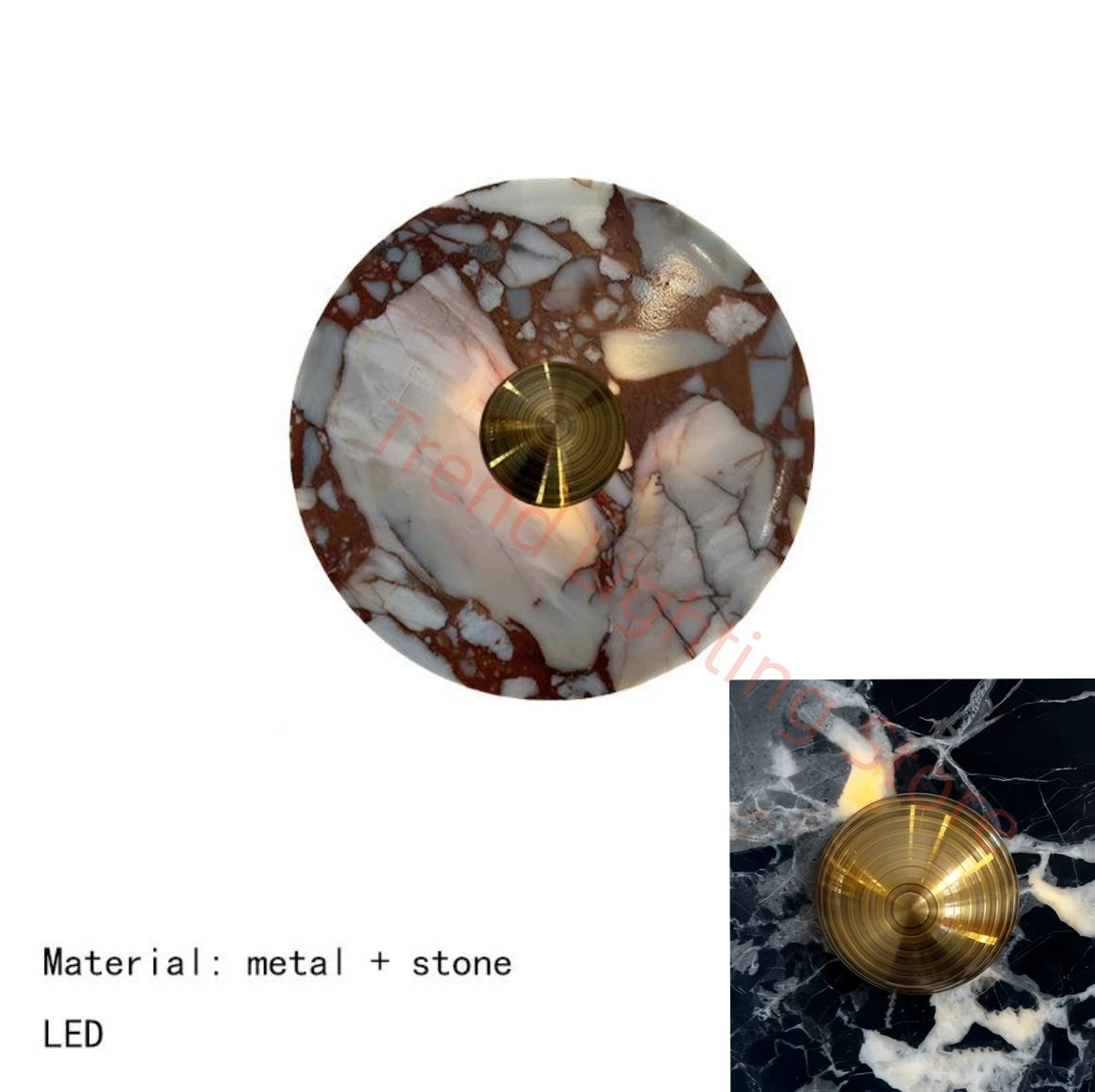 New Style Art Deco Wall Light Stone Gold Metal For Bedroom Foyer Stairs Aisle Drop shipping 3000K Atmosphere Lamp 20/25/30cm