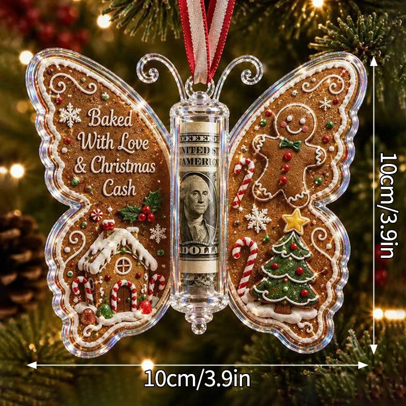 Money Storage Christmas Tree Hanging Ornament Clear Piggy Bank Christmas Decoration 2026 Cash Slot Hanging Pendant Navidad Decor