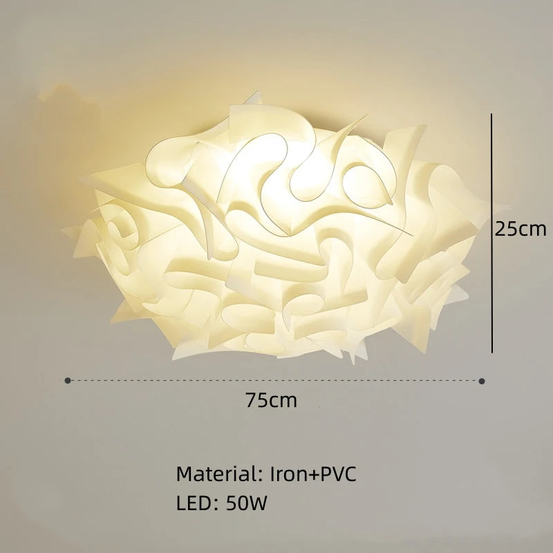 Romantic White Flower LED Ceiling Lights Bedroom Restaurant Living Room Lamp Remote Control Dimming Home Decor Hanglamp PVC