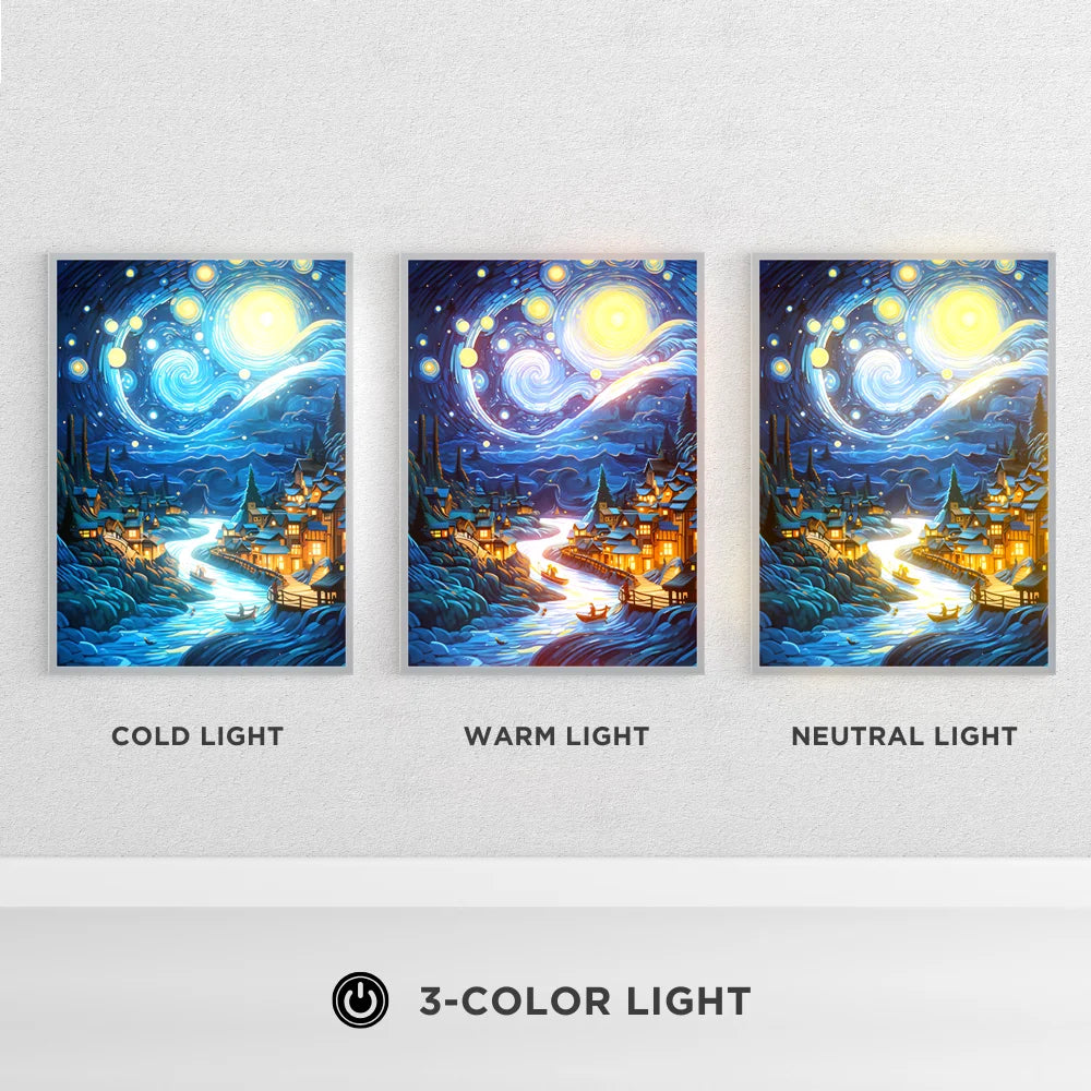 Van Gogh Starry Night LED Lamp - Swirling Sky 3D Light Art for Room Decor, Museum-Quality Lampara de Noche Lighting