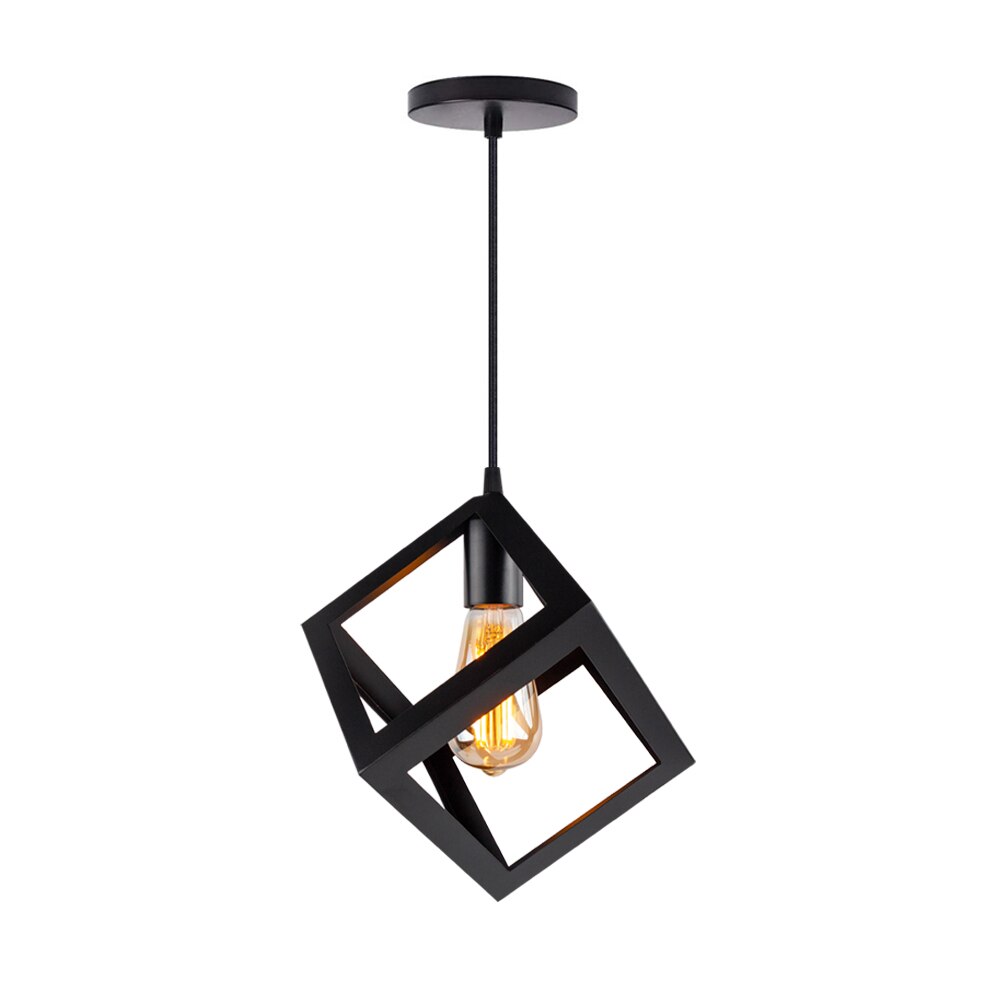 Modern Cage Pendant Light E27 Iron Minimalist Vintage Scandinavian Loft Pyramid Pendant Lamp Metal Hanging Ceiling Lamp Fixtures