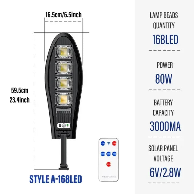 Solar Outdoor Garden & Street Light - Waterproof LED Motion Sensor Floodlight with Remote Control for Wall, Garage & Pathway