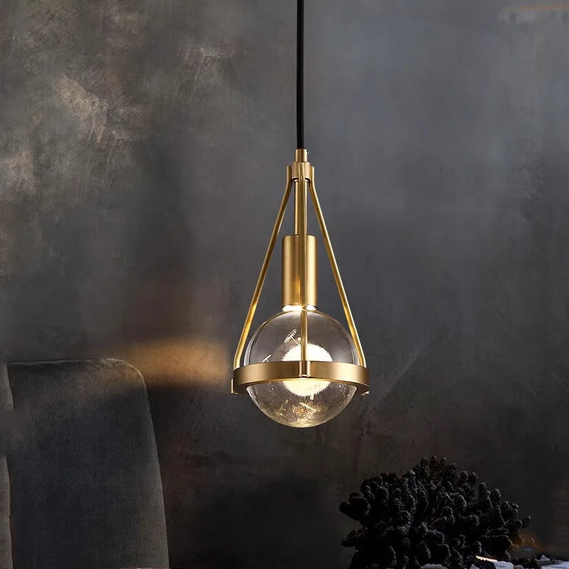Modern Luxury Copper Crystal Pendant Lights Restaurant Bar Dining Room Bedroom Bedside LED Hanging Lamp Home Lighting Luminaire