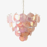 Multicolor Murano Glass Disc Chandelier (French Vintage Style) - Handblown Art Glass Pendant Light Fixture for Living Room & Dining Room Decor