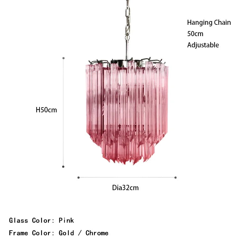 Modern Luxury Pink Crystal Glass LED Pendant Light Nordic Ceiling Home Decoration Lobby Living Room Staircase Ceiling Lamp