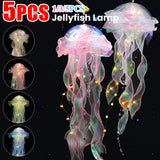 5PCS Jellyfish Hanging Night Light Lamp - Battery-Operated Bedroom Atmosphere Decor