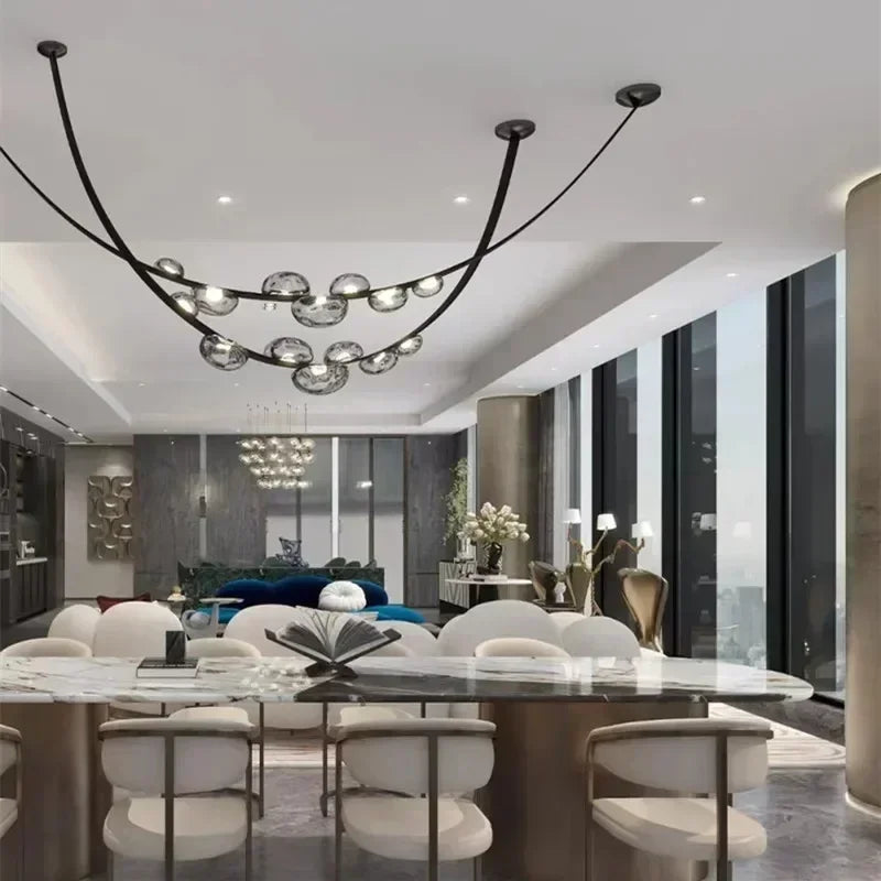 Nordic Minimalist Pendant Lamp Leather Glass Led Lights Modern Living Room Home Decoration Dining Villa Hanging Chandelier