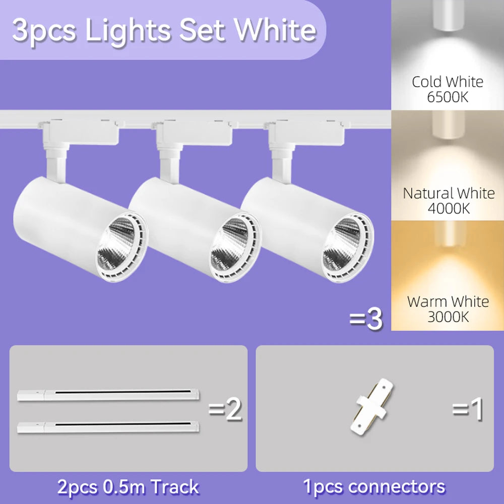 Led Track Light Spot Led Rail Lighting COB Light Fixture Led Spot Lights 220v Ceiling spots Lamp For kitchen Clothing Shop Store
