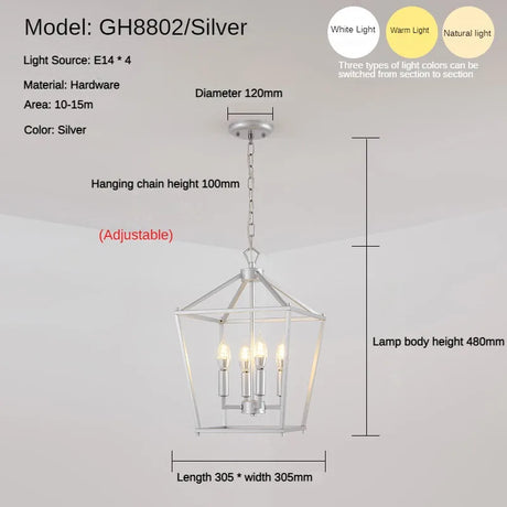 Loft Vintage Iron Birdcage Pendant Light Modern Living Room Dining Room Lighting Gold/Silver/Black Kitchen Island Decors