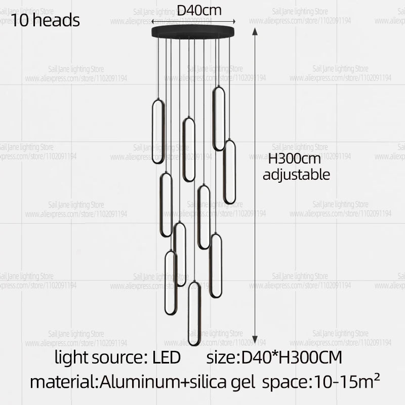 Minimalist Chandelier Nordic Hanging Modern LED Pendant Light Living Room Restaurant Villa Loft Ceiling Staircase Pendant Light