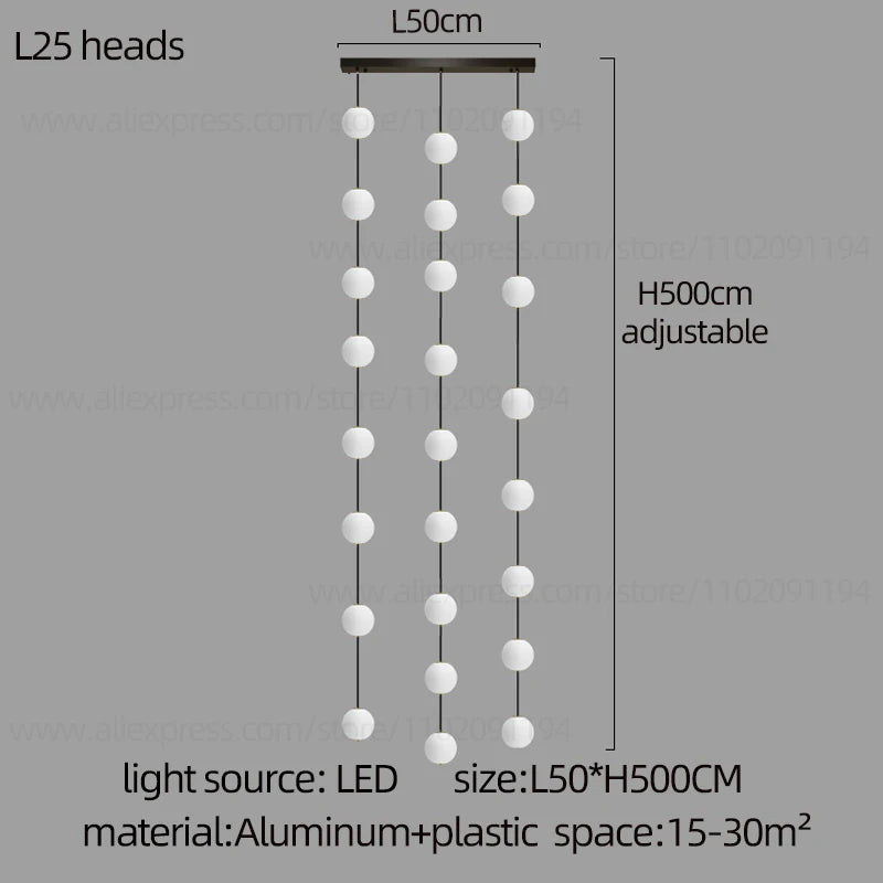 LED Minimalist Style Chandelier Hanging Stairs Pendent Lamp Designer Living Room Kitchen Bedroom Pendant Light Indoor Lighting