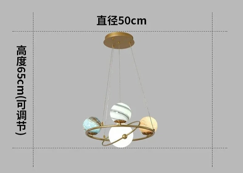 Nordic Planet Chandelier Ceiling Simple Living Room LED Pendant Lights Creative Moon Lamp Earth Children&#39;s Bedroom Hanging Light