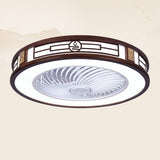 57CM Modern Enclosed Ceiling Fan with Light and Remote Control 3 Light Color 3 Wind Speed Timing Mute Round Chinese Style