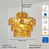 Round Glass Dining Table Lights for Bedroom Living Room French Modern LED Murano Glass Pendant Lights Bar Kitchen Restaurant