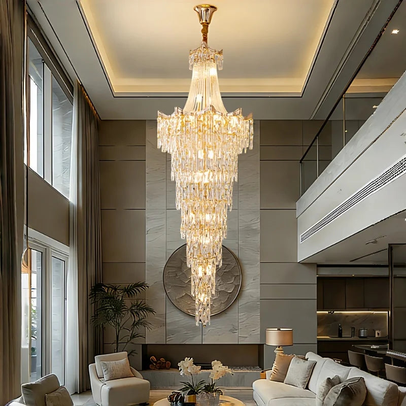 Staircase Long Chandelier Duplex Crystal Chandelier Light Luxury Villa Living Room And Lobby Light Lustre Ceiling Chandelier ﻿