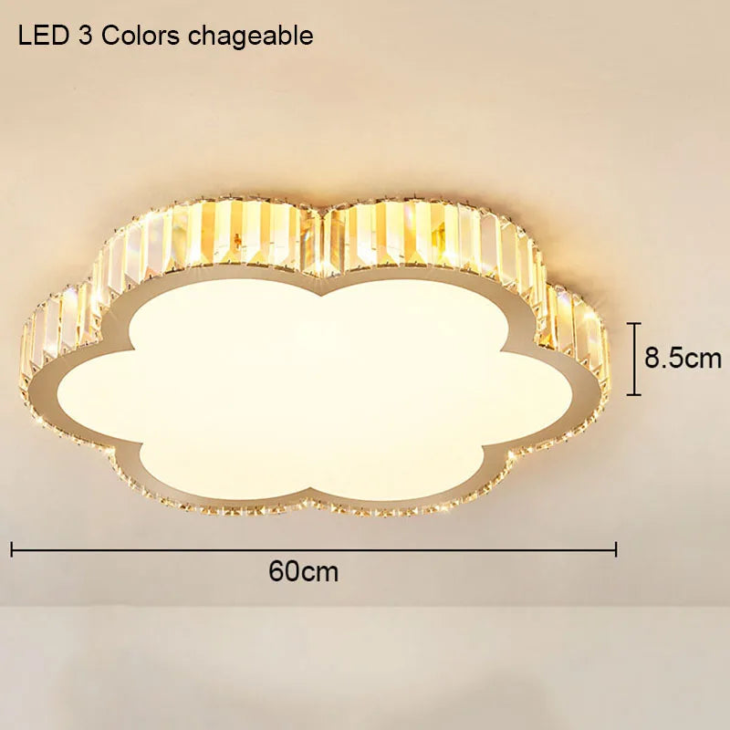 Modern Geometric Crystal Ceiling Light - Round & Square LED Lamp for Bedroom