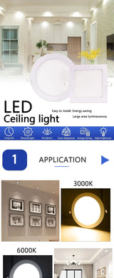 85MM to 290MM LED Downlight  24W 18W 12W 9W 6W 3W AC110V 220V Ultra thin led ceiling recessed grid downlight slim round/square panel light