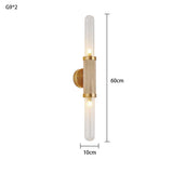 Modern Gold Wall Sconce 2-Light Ribbed Glass Wall Lamp for Bedroom Living Room