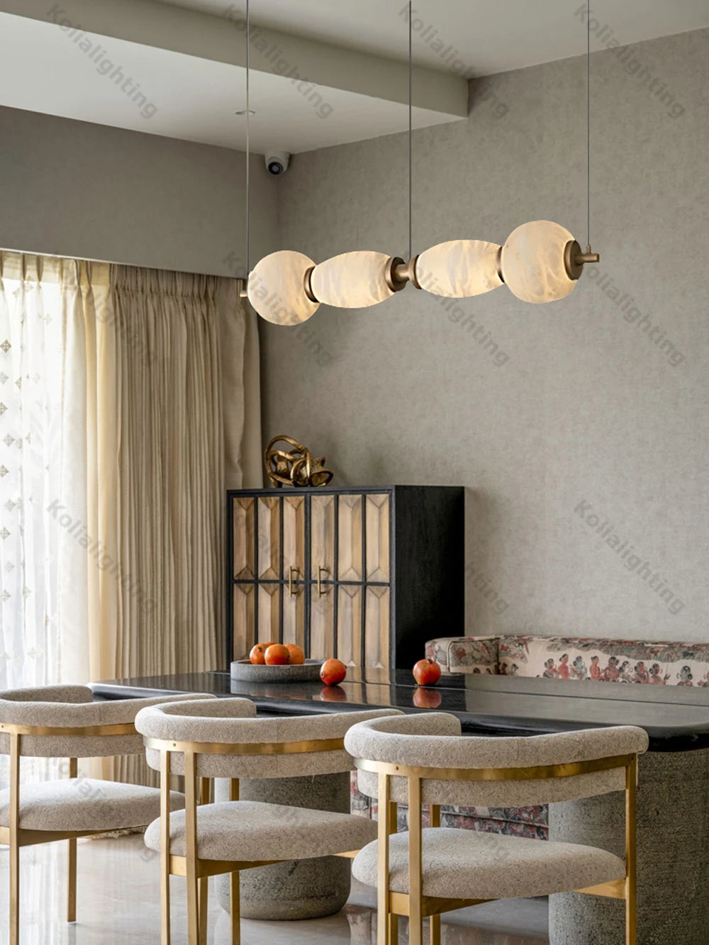 Marble Life Black Gold Hardware LED Dimmable Chandelier Lighting Alabaster Suspension Luminaire Lampen For Dinning Room