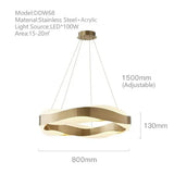 2025 Modern Luxury LED Pendent Lamp For Living Room Bedroom Dining Room Kitchen Hanging Light Round Ring Art Chandelier Lighting