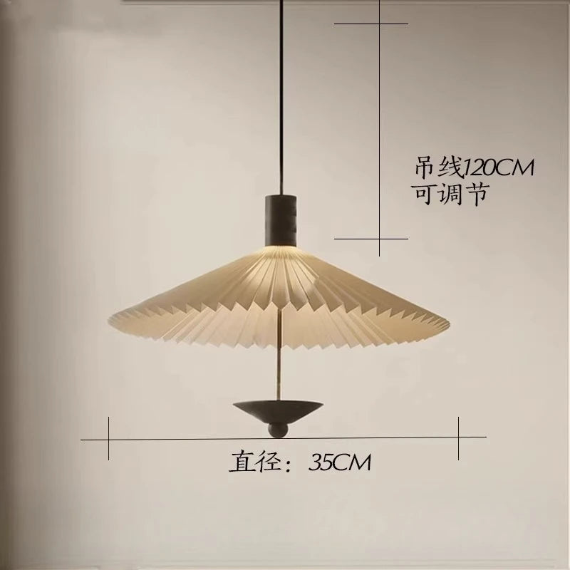 Wabi-Sabi Fabric Hanging Chandelier Light - Simple Cloth Ceiling Pendant Lamp Fixture for Bedroom, Dining Room & Living Area