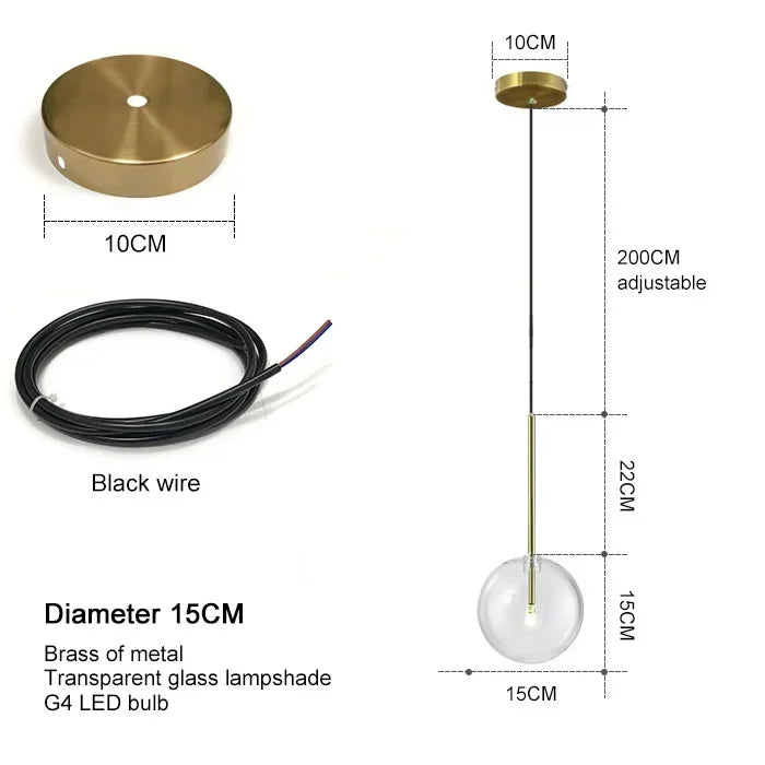 Nordic Modern Chandelier Pendant Lights Fixture Glass Ball Lampshade Bedroom Dining Room Hanging Lamp Restaurant Decors Luster's
