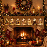 Light Up Christmas Tree Hanging Ornament Transparent Bell Elk Santa Warm Led Light Pendant Acrylic Home Holiday Decoration Gift