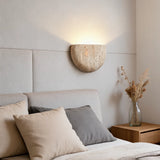 Wabi-Sabi Retro Yellow Cave Stone LED Wall Lamp - Natural Travertine Accent Sconce Light Fixture for Bedroom Bedside, Hallway & Entrance Background Decor