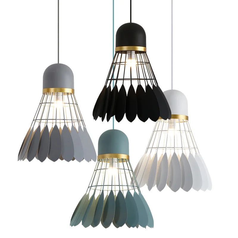 Simple Nordic Badminton Chandelier Lights Japanese Macaron Restaurant Hanging Lighting Fixture Sports Bedside Decors Pendant Lamp