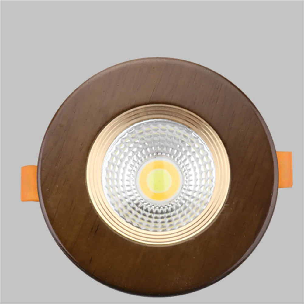 Country Decor Walnut Wooden LED Recessed Downlight (5W 110V-220V) - Solid Wood Ceiling Spotlight Fixture for Living Room, Kitchen & Loft Interior