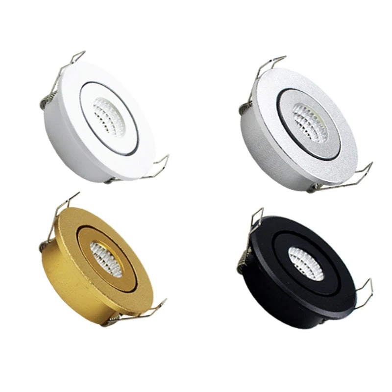 Mini 5W Led Spotligh COB Dimmable 230v LED Downlight Satin Nickel Miniature Jewelry Display 40mm Cut Hole Cabinet Lamp