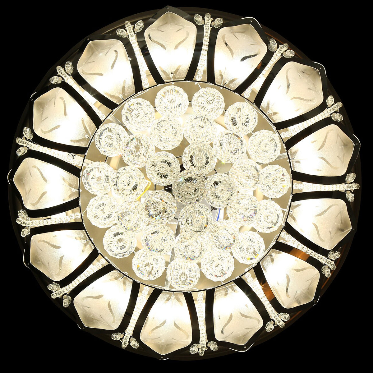 Chandelier Lamp Ceiling Fan 4-Blade Retractable With Crystal LED Light Remote Color Changeable For Living Room Bedroom