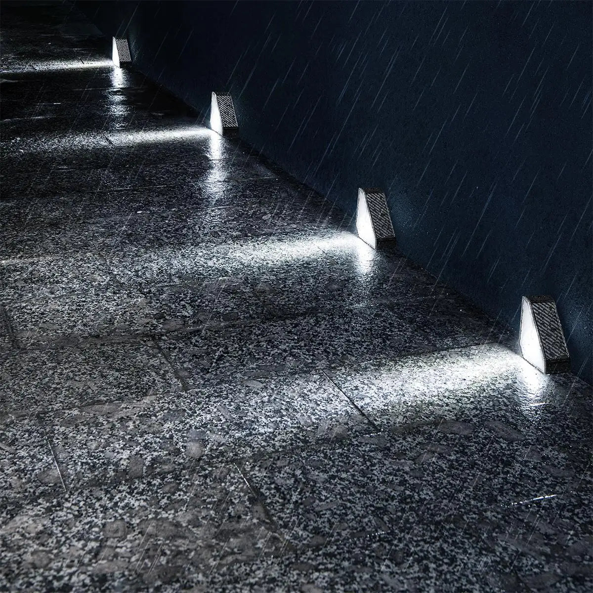 Solar LED Step Lights Outdoor Stair Lamps - Waterproof Triangle Landscape Light