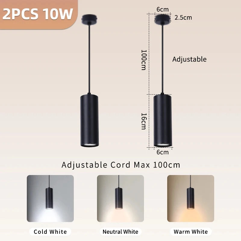 110V 220V Led Pendant Lights Replaceable GU10 Bulb Ceiling Chandelier for Kitchen Living Room Cylinder Hanging Lamp Decoration