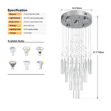 Crystal Droplight Led Pendant Light Modern Loft Stairs Chandelier Hanging Lustre Ceiling Lamp Home Appliance Decor Fixture