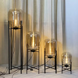 Postmodern Nordic Industrial Style Smoke Gray Glass Four-legged Floor Lamp Creative Personality Living Room Bedroom Table Lamps