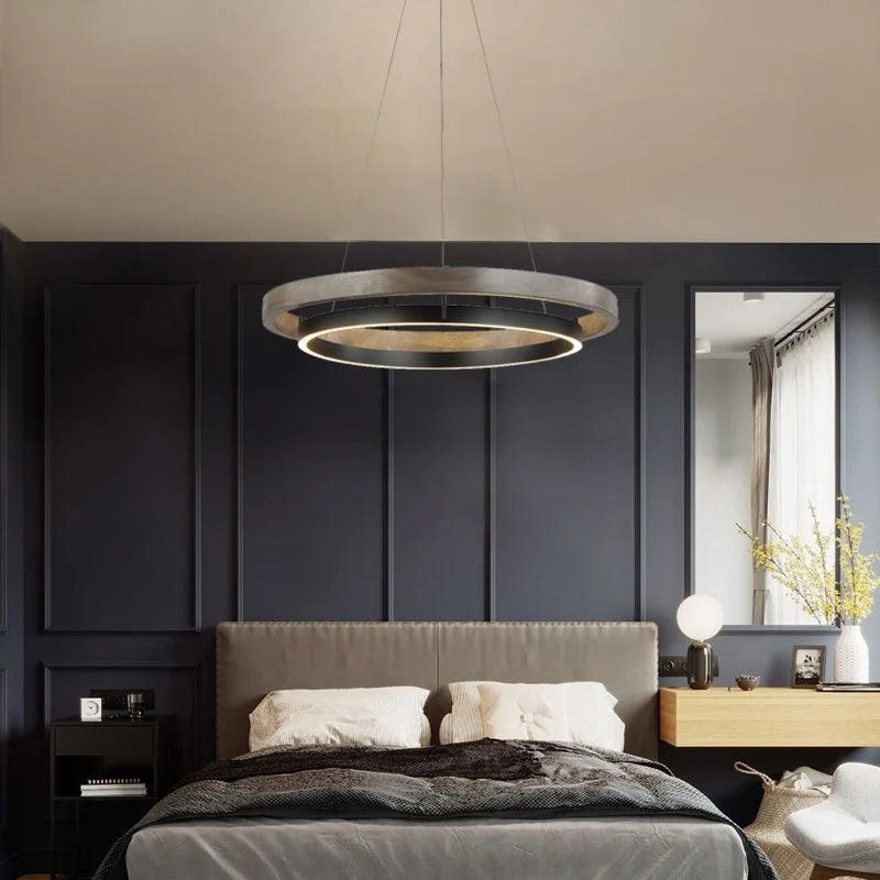 Nordic Chandelier Dining Room Chandelier LED Bedroom Living Room Modern Double Circular Lamp Villa Kitchen Table Chandelier