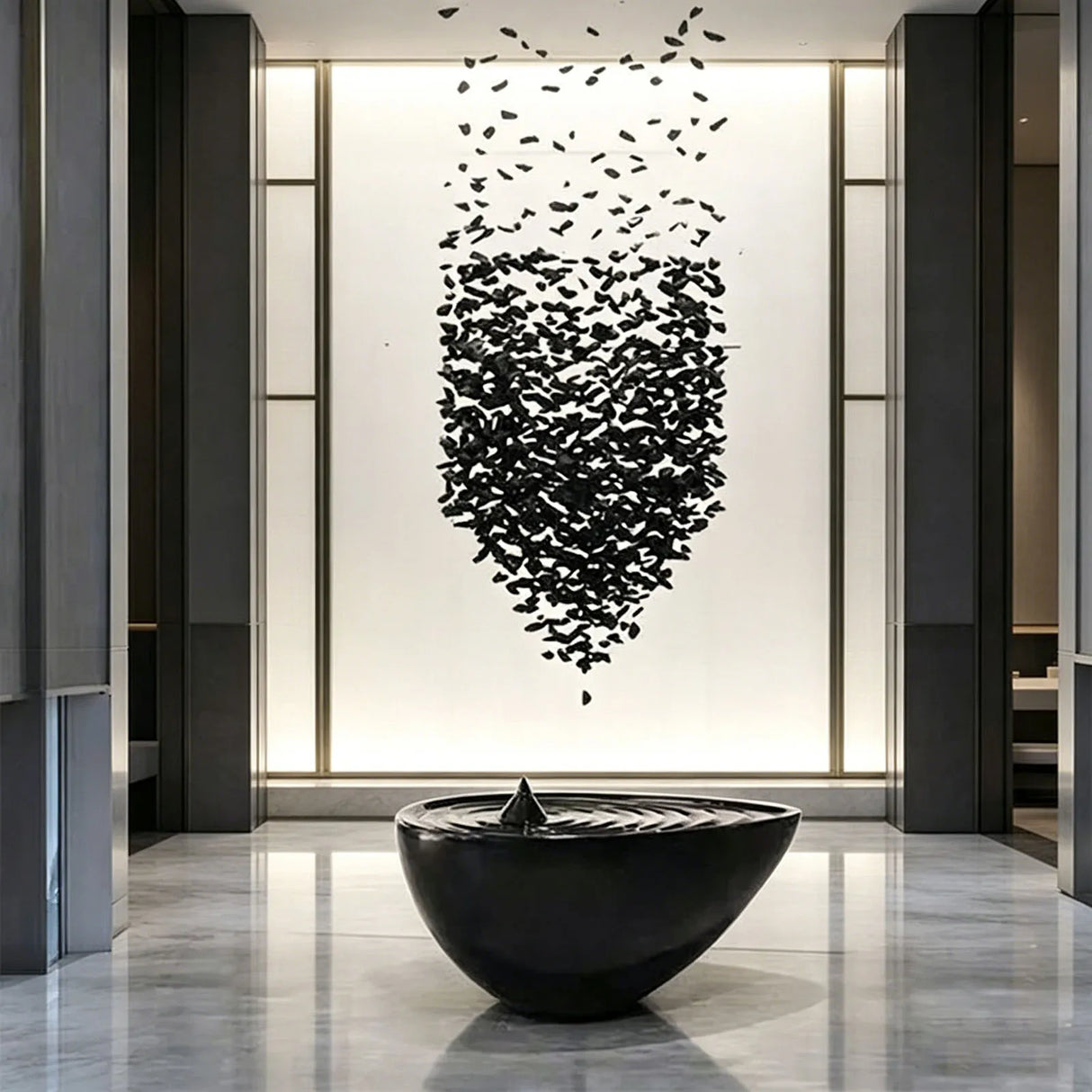 Black Art Crystal Chandelier Modern Stone LED Hanging Lamp for Hallway Lobby Staircase Villa Home Decor