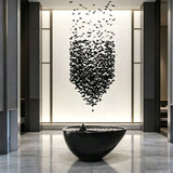 Black Art Crystal Chandelier Modern Stone LED Hanging Lamp for Hallway Lobby Staircase Villa Home Decor