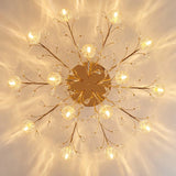 Nordic Luxury Dendritic Crystal Ceiling Lamp Glass Flower Light Shade Bedroom Restaurant Living Room LED Chandelier Bright Decors