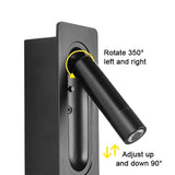 LED Ambient Reading Light Adjustable Recessed Wall Light Wide Voltage 85V-265V Indoor Rotatable Bedside Reading Light