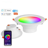 Smart Downlight 9/12/15W Full Color Dimming RGBCW Led Recessed Ceiling Light via APP Remote/Voice Control