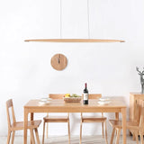 Wooden Led Pendant Lamp Long With Remote Dimmable Wood Linear Led Pendant Light Fixtures For Dining Room Kitchen Table