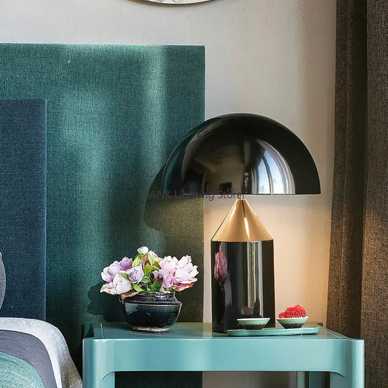 Nordic Italy Atollo Table Lamp for Bedroom Bedside Designer Model Room Luxury Metal Mushroom Classic desk light Decoration