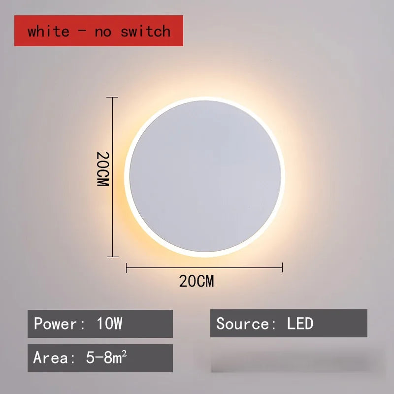 Modern Minimalist Round LED Wall Lamp - Touch Switch & Motion Sensor Porch Light