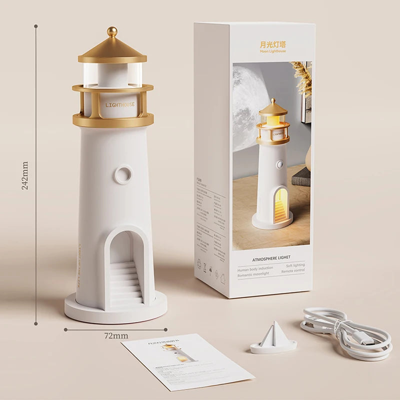 Moon Projection Light Remote Control Bluetooth Speakers Lighthouse Motion Sensor Lamps Mother's Day Gift Night Lights Room Decor