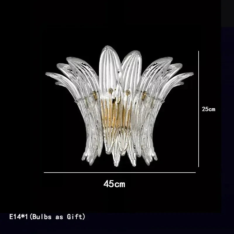 Petal Glass Flower Pendant Ceiling Lamp Minimalist Art Crystal Fringe Lamp for Living Room Staircase Villa Foyer Decor Lamp