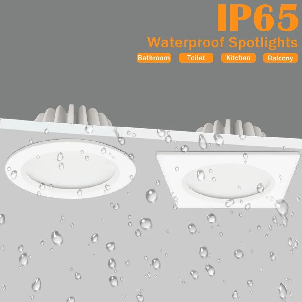 IP65 Waterproof Downlight Spotlights Anti-glare LED Ceiling Recessed Spot Light Anti-glare Kitchen Bathroom Shower Room Lighting