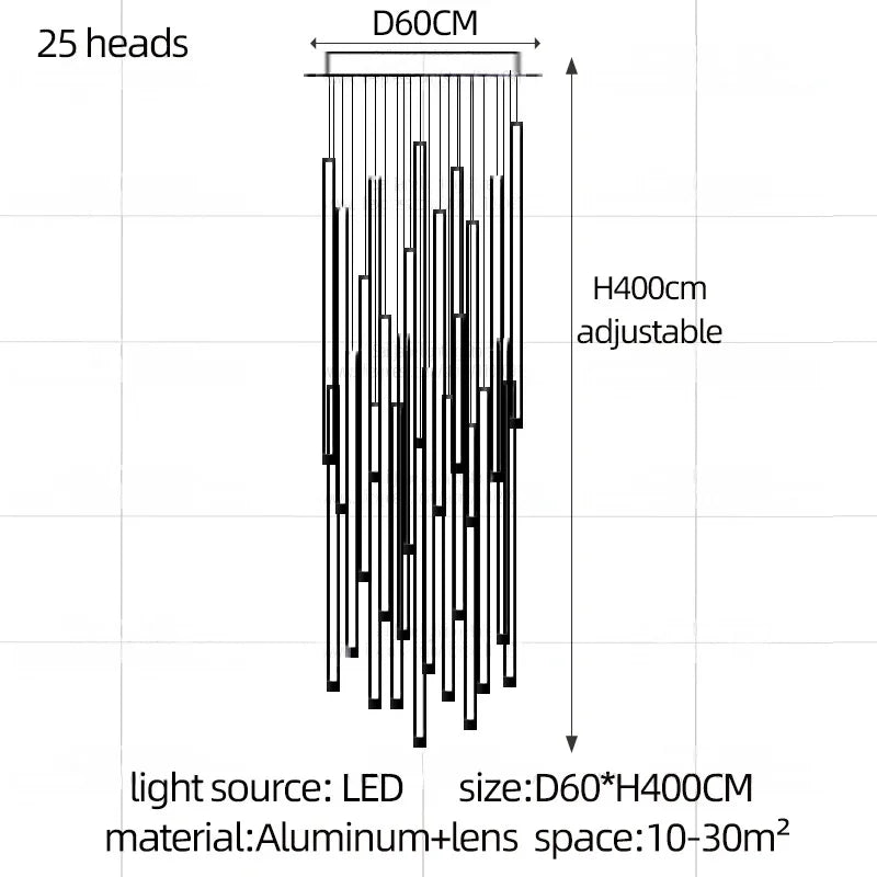 Modern Stair Chandelier Nordic Luxury Minimalist Pendant Light Villa Living Room Lighting LED Showroom Ceiling Lamps Chandelier