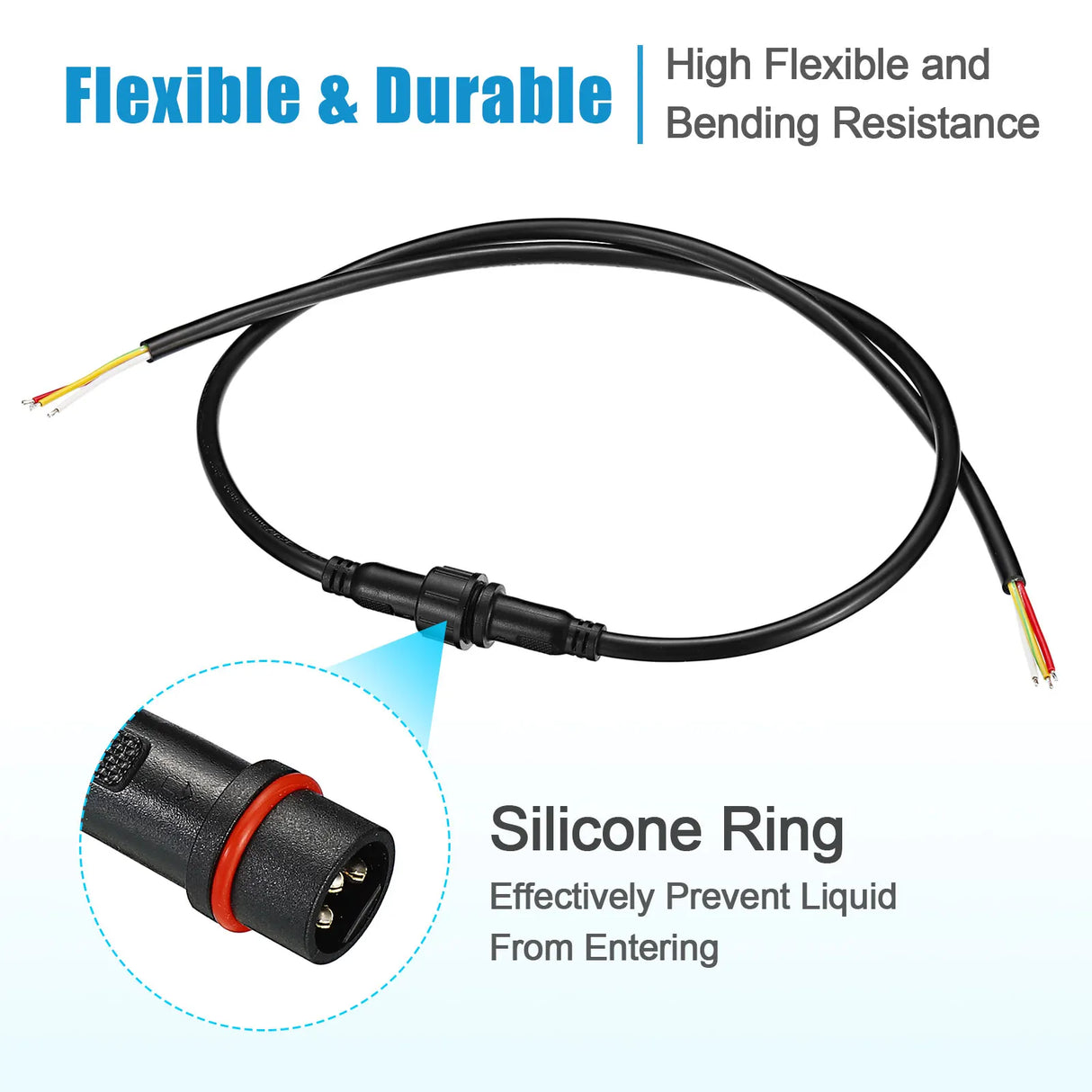 3Core Waterproof IP65 Male Female Plug LED Connector 18AWG 10 Pairs 3Pin Electrical Pigtail 50CM Extension Cable for Strip Light